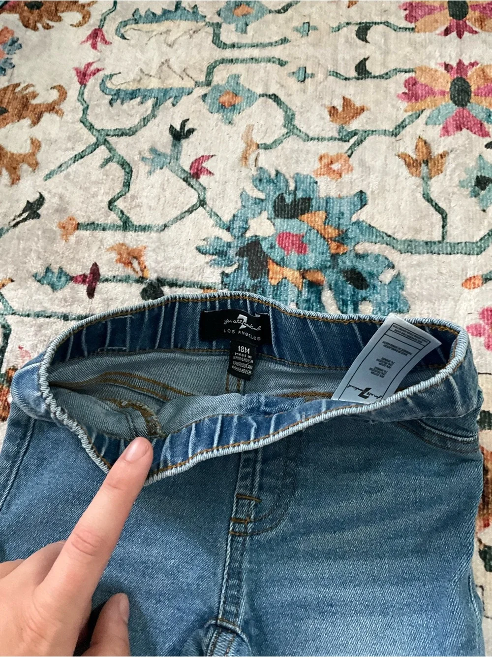 7 For All Mankind Little Girl 18mo Medium Blue Wide-Leg Pull-On Jeans